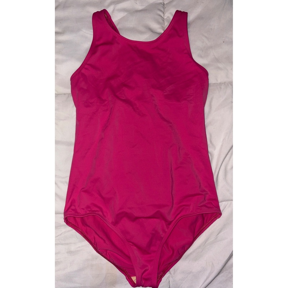 Lands' End Girl's Fuchsia Crossback Tank One Piece Swimsuit,‎ Size 14